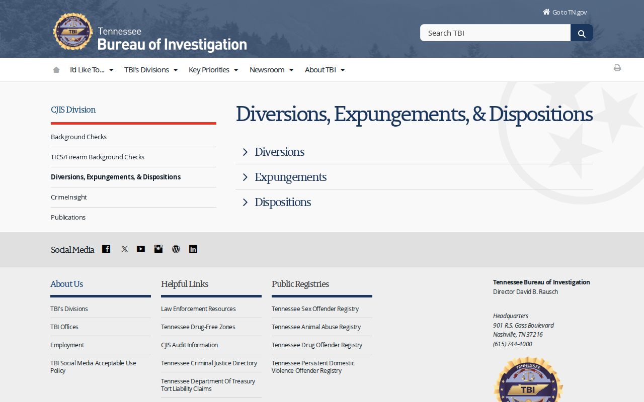 Tennessee Madison County arrest expungement guidance