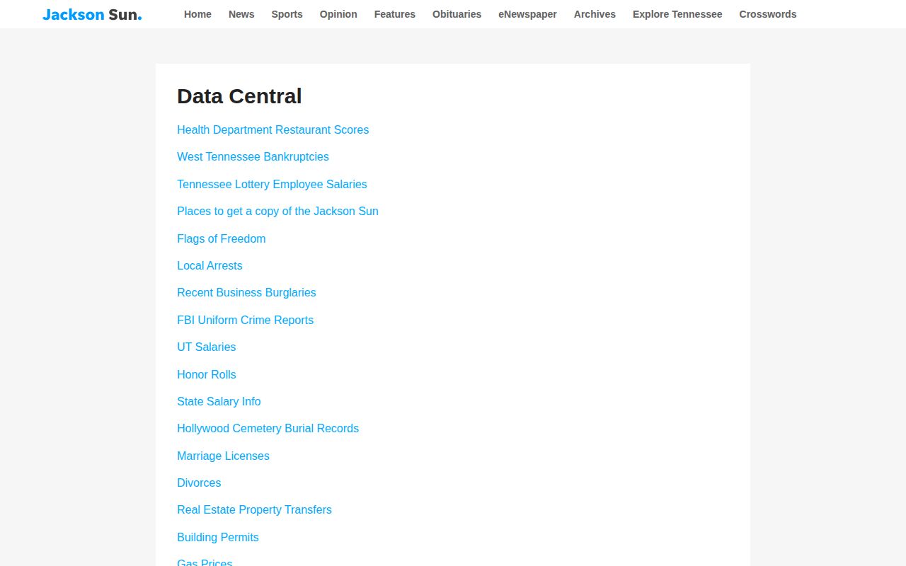 Jackson Sun data archive for Madison County arrest reports